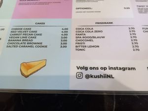 Cake menu at Kushiin in Nijmegen