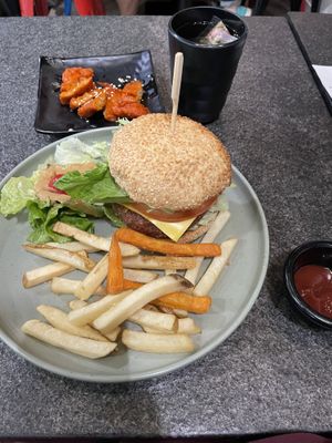Veggie angus burger  at Green Entrance 入素 in New Territories