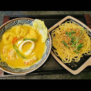 Vegetarian Laksa Seafood Soup in Malaysian Style Noodle with Dan Dan Sauce 素海鮮喇沙湯 配 擔擔醬冷麵 at Green Entrance 入素 in New Territories