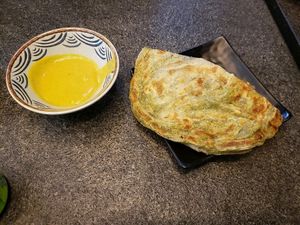 Vegetarian Flaky Pancake with Curry Sauce 素咖喱手抓餅 at Green Entrance 入素 in New Territories