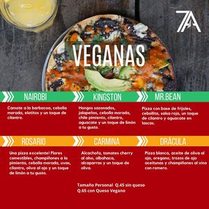 The Vegan Pizza Menu at 7A Norte Pizzeria in Antigua