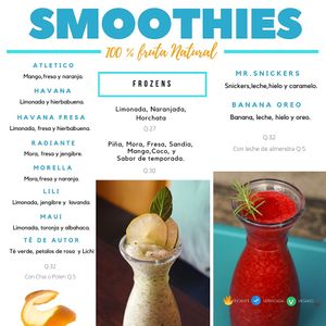 Smoothies at 7A Norte Pizzeria in Antigua
