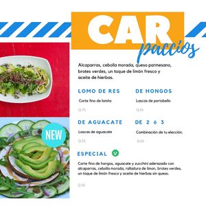 Carpaccios at 7A Norte Pizzeria in Antigua