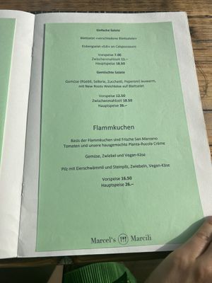 Vegan menu  at Marcels Marcili in Bern
