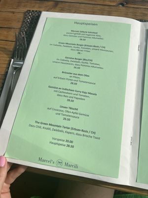 Vegan menu  at Marcels Marcili in Bern