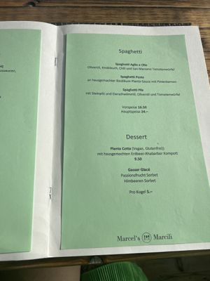Vegan menu  at Marcels Marcili in Bern