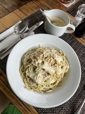 The spaggheti pesto, small portion  at Marcels Marcili in Bern