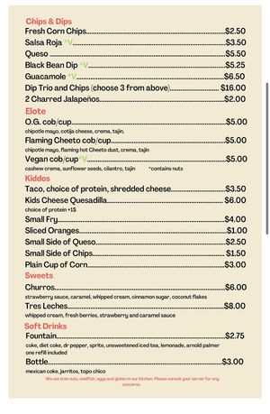 Menu 2  at Switchback in Durango