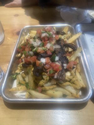 Vegan Switch Fries with mushrooms   at Switchback in Durango