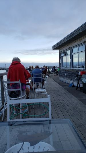Outside seating, August 2020. at Angry Trout Cafe in Grand Marais
