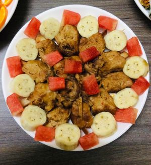 Bananas with savory food is better than I expected! at Van Phong in Hanoi