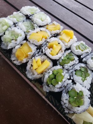 Cucumber, mango and asparagus rolls at Chaiyo Sushi & Thai in Dover