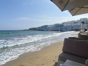 View from seating area   at Fotis All Day Bar in Naoussa