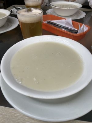 Super delicious potato soip  at Delicias Naturales in Popayan