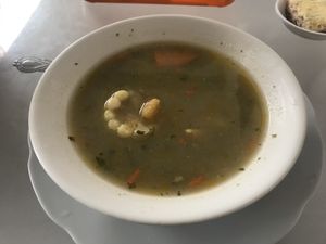 Soup that came with meal of day at Delicias Naturales in Popayan
