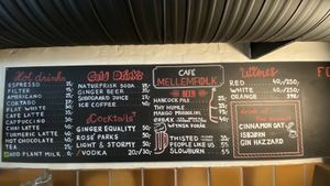 The menu at Café Mellemfolk in Aarhus