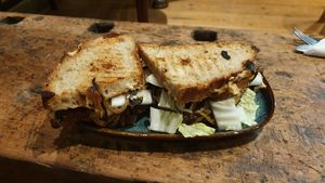 Panini with caramelized onions + mushrooms at Café Mellemfolk in Aarhus