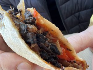 Inside of pulled mushroom quesadilla   at Haven Market in Livingston Manor