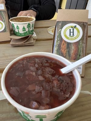 Borscht soup and sandwiches   at Haven Market in Livingston Manor