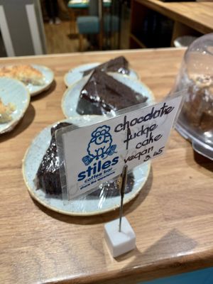 Stiles - vegan chocolate fudge cake  at Stiles in Ambleside