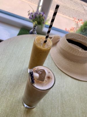 Iced mocha and tropical smoothie  at Stiles in Ambleside