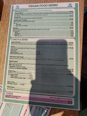 Separate vegan food menu February 2023. Also had unmarked vegan ice cream and vegan soya whipped cream to make a vegan milkshake. at Stiles in Ambleside