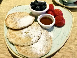 Vegan pancakes   at Stiles in Ambleside