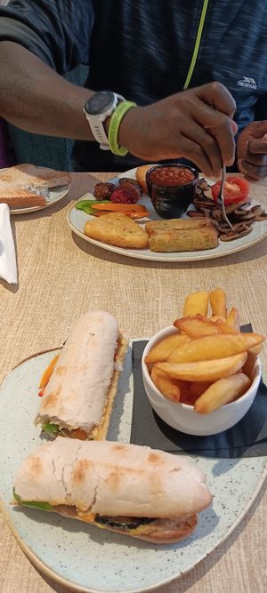 Full breakfast and Mediterranean veg panini at Stiles in Ambleside