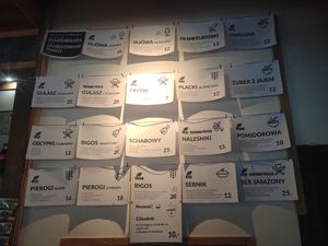 the menu at Andrzejówka in Rybnica Lesna