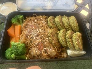 Falafel meal with teriyaki noodles  at The Healthy Way in Paphos