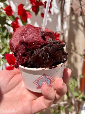 Raspberry and Dark chocolate at Fábrica Do Meu Avô Geladaria in Tavira