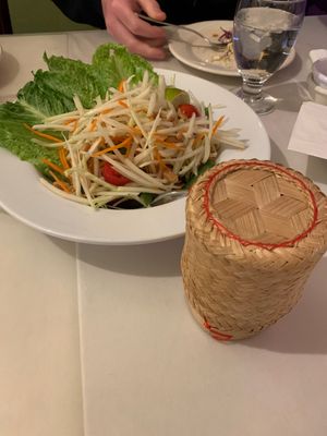Green papaya salad  at Basil Vegan Kitchen in Portland