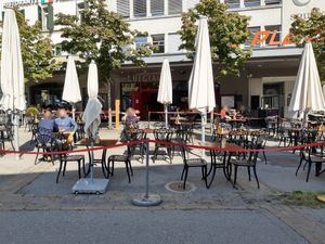 Outdoor seating at Luigia in Fribourg