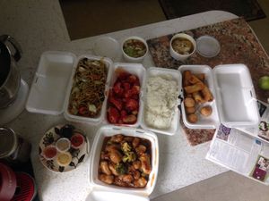 The food with sauces  at Red Dragon in Spokane