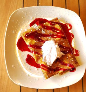 Berries & Cream Crepe at Zest Garden Cafe in Lincoln City