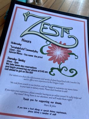   at Zest Garden Cafe in Lincoln City