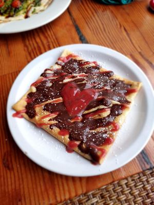 The Boston Crepe current special March 2023 - vegan and delicious!  at Zest Garden Cafe in Lincoln City