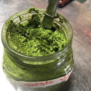 Vegan & Nut-free Pesto made with fresh basil every week!  at Zest Garden Cafe in Lincoln City