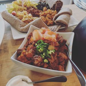 Vegan combo and kita for for with tomato and Jalapeno topping at Red Cherry Cafe in Winnipeg