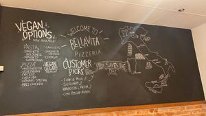Inside board  at Bellavita Pizzeria in Allenby Gardens