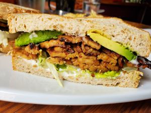 Vegan BLT (tempeh bacon, vegenaise, avocado) at Cafe Nola in Frederick