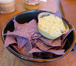 Spinach Hummus + Tortilla Chips at Copper Branch in Nancy