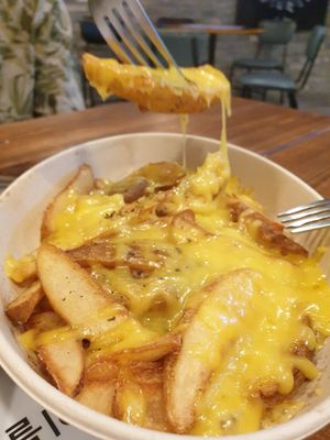 these cheesy potato wedges are evil.  had to eat them all at Style Vegan - 스타일비건 in Seoul