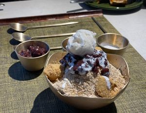 This is temporary summer menu which is called Ppat-bingsu(icy dessert with sweet red bean paste), and it was so so good. Not on menu for 2024 yet.   at Style Vegan - 스타일비건 in Seoul