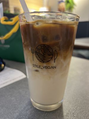 Salted caramel oat milk latte   at Style Vegan - 스타일비건 in Seoul