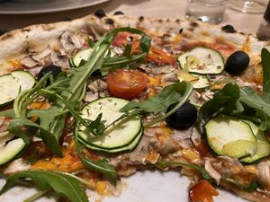 Vege pizza. Ask the waiter to replace regular cheese with vegan cheddar   at Domenico in Varazdin