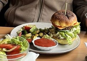 Next level burger with grilled vegetables instead of fried sweet potatos  at Domenico in Varazdin