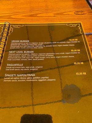 Current vegan menü at Domenico in Varazdin