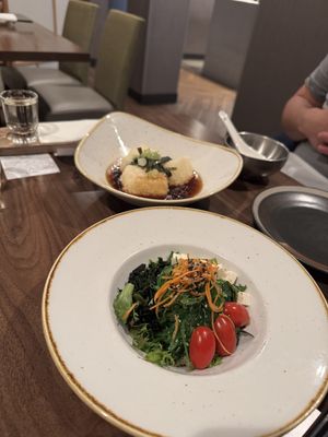 Wakame salad and agedashi tofu   at Masaki Sushi in Niagara-on-the-lake