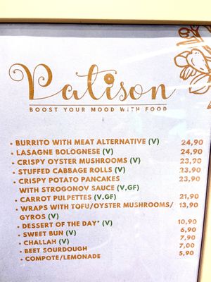 Menu, July 2021 at Patison in Gdansk